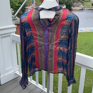 Anthropologie Colorful Semi Sheer Women's Blouse - size XS